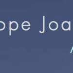 Blue gradient banner with a light-blue dove logo on the left and the text 'Group Hope Joanna de Ângelis Anaheim, California'