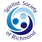 Logo for Spiritist Society of Richmond, featuring blue circular curves and dots in a stylized emblem.